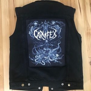 Black Denim Carnifex Back Patch Vest Battle Jacket